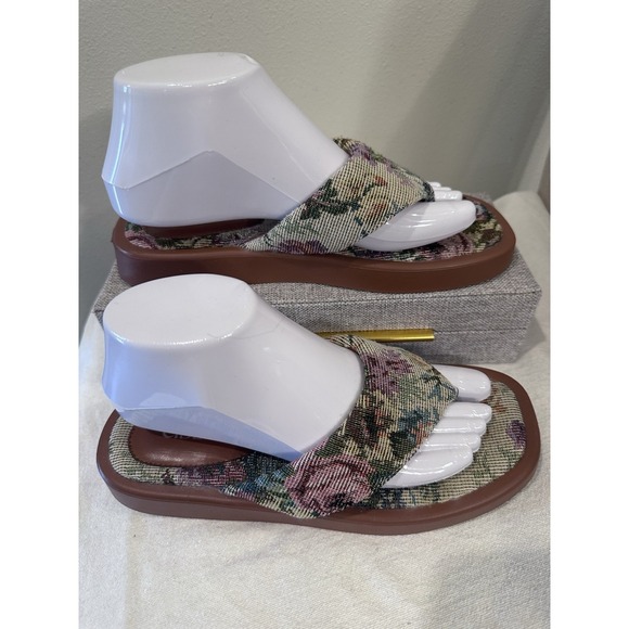 Women's Cider Fabric Tapestry Flip Flop Sandals Cottagecore Y2K Momcore Siren - Picture 5 of 11